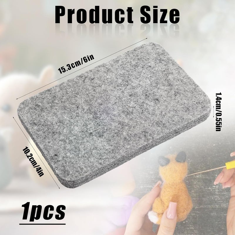 Pretwad Needle Felting Pad - Grey Sponge Needle Felting Pad, High-Density Sponge Work Surface Mat, Natural Thick & Firm Felt Mat Block for 2D & 3D Wool Felting, Protects Needles & Table - Image 2